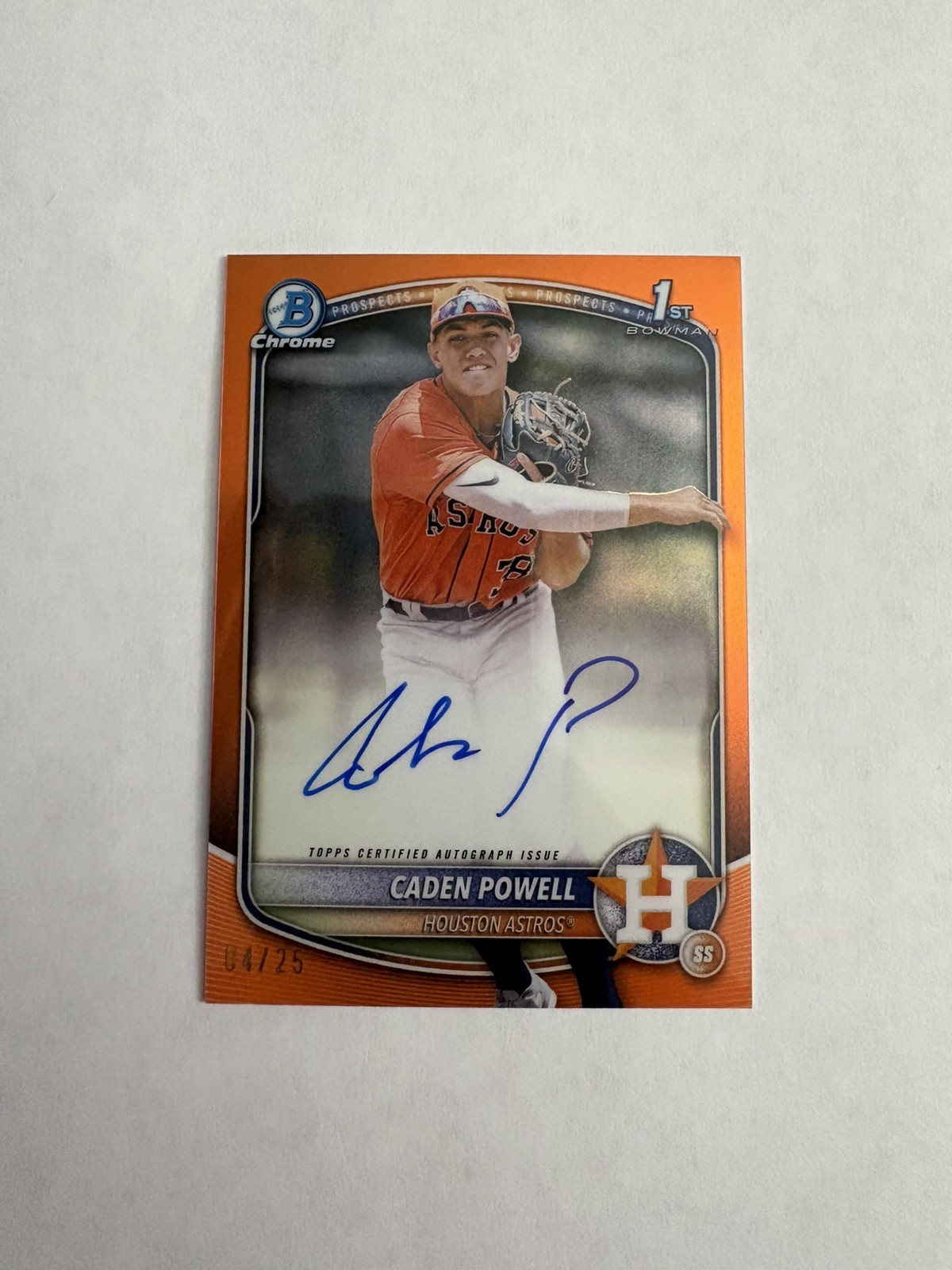 2025 1st Bowman Chrome Caden Powell Orange Refractor Auto /25 #CPA-CPO 