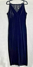 Vtg NWT SCOTT McCLINTOCK Women Velvet V Neck Maxi Dress Sz 14 Petite Black 7-10