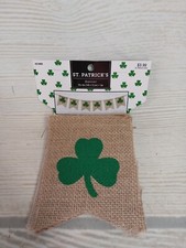 New St Patrick's Day Burlap Jute Banner Garland Decoration Shamrock Irish Lucky