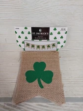 New! St Patrick's Day Burlap Jute Banner Garland Decoration Shamrock Irish Lucky