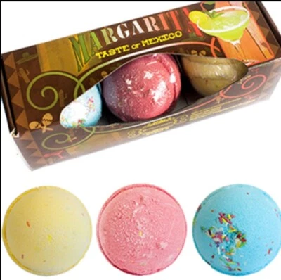 ANCIENT WISDOM 3 er Set Jumbo Cocktail Badebombe 3 Sorten Margarita Pina-Colada Martini Baden