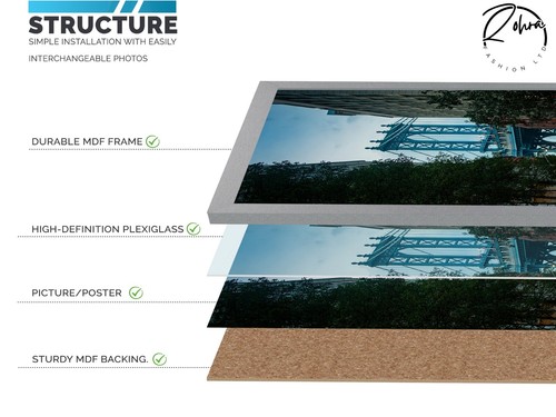 Large Poster Frames With White Matt | Various Sizes All Colors | Acrylic Front - Picture 19 of 120