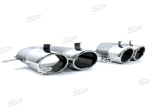 Chrom Endrohr Auspuffblenden Duplex für AUDI A6 C7 Limo Avant S Line 2015-2018 - Afbeelding 4 van 12