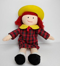Vintage Madeline Plush Doll 15" Eden 1994 Red Plaid Dress  Yellow Hat EUC