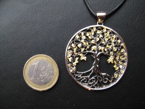 Lebensbaum Gross 925 er Silber rhodiniert + teilvergoldet et Nox / x616 - Picture 3 of 10