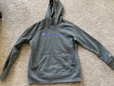 Champion youth size small gray pullover logo hoodie sweatshirt
