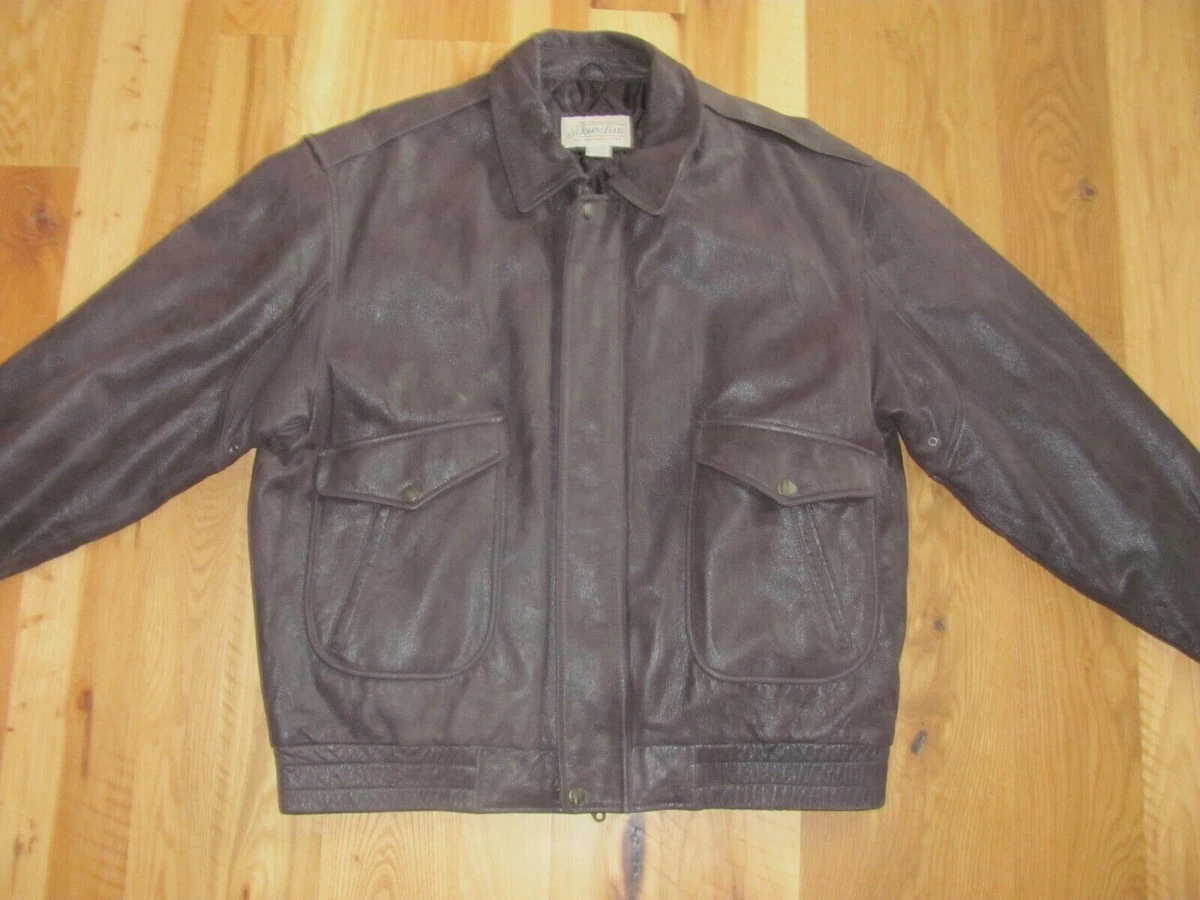 St John s Bay 90s VTG Brown Heavy Leather A2 Bomber Jacket Men s XLT Wor NEW