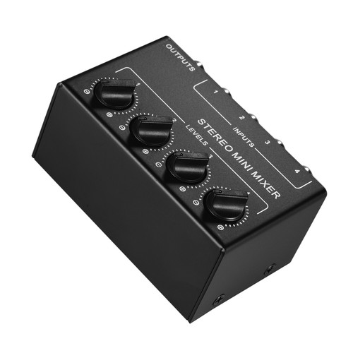 Mini Stereo Audio Mixer 4-Channel RCA Inputs Separate Volume Controls Metal R2K6 - Picture 2 of 7