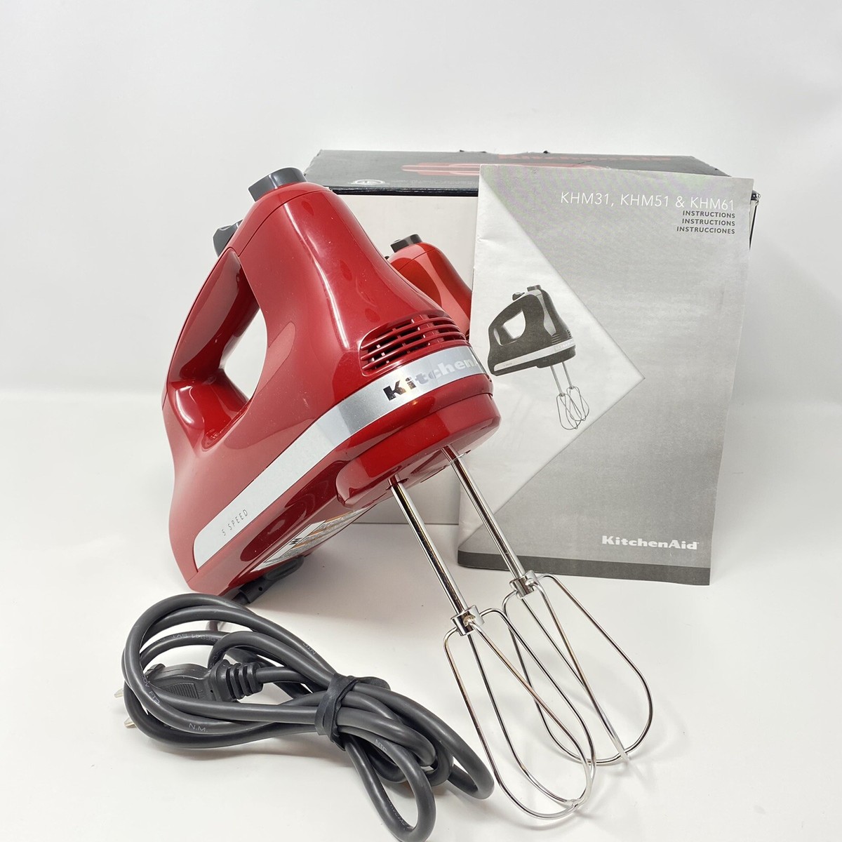 Kitchenaid Hand Mixer speed Ultra Power RED KHM512 WORKS GREAT
