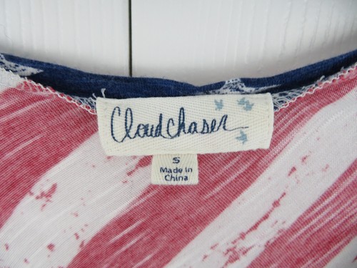 Cloud Chaser Sleeveless Hi-Lo Tank Top Red White Blue Flag Flowy Lightweight - S - Picture 3 of 6