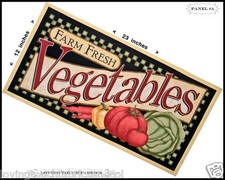 LARGE VEGETABLE LETTUCE TOMATO PEPPER CARROT FABRIC PANEL 12" X 23" A