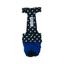 Barkertime - Black Polka Dot on Blue Dog Diaper Overall - Made in USA