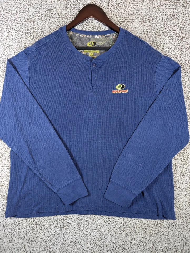 Camisa Henley Tejida Gofre Manga Larga Roble Mossy Hombres XL Azul Capa Base Leer Desc. Foto 2 de 4