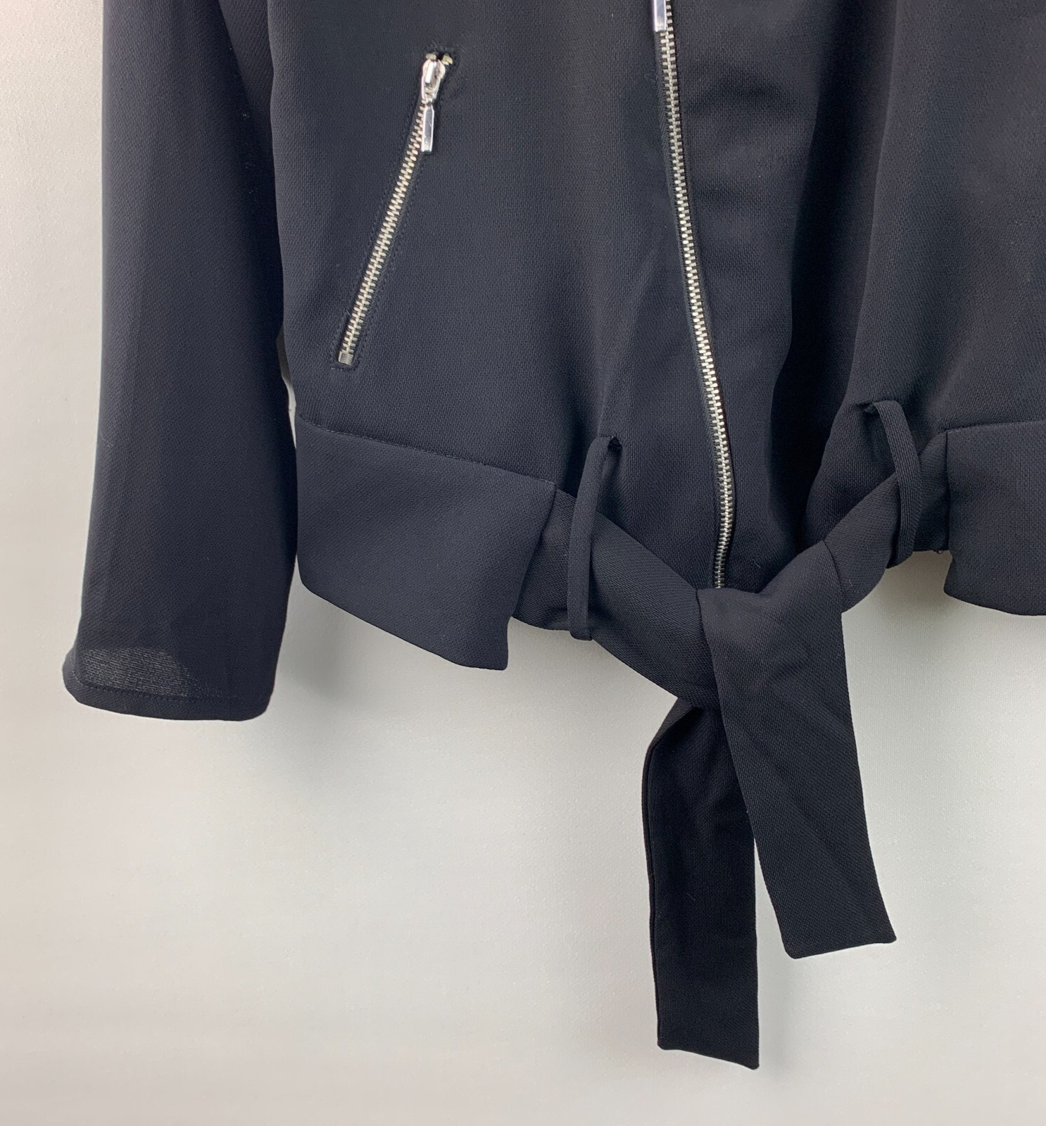 Zara Basic Moto Jacket Black Collared Zip Pockets… - image 5