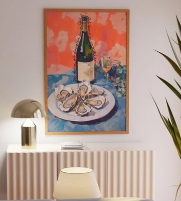 Girl Dinner Poster, Maximalist Kitchen Wall Art, Dopamine Decor, Pink Kitsch