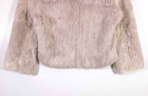 Bebe 100% Rabbit Fur Coat Crop Jacket Size S Pinkish Beige - Picture 5 of 15