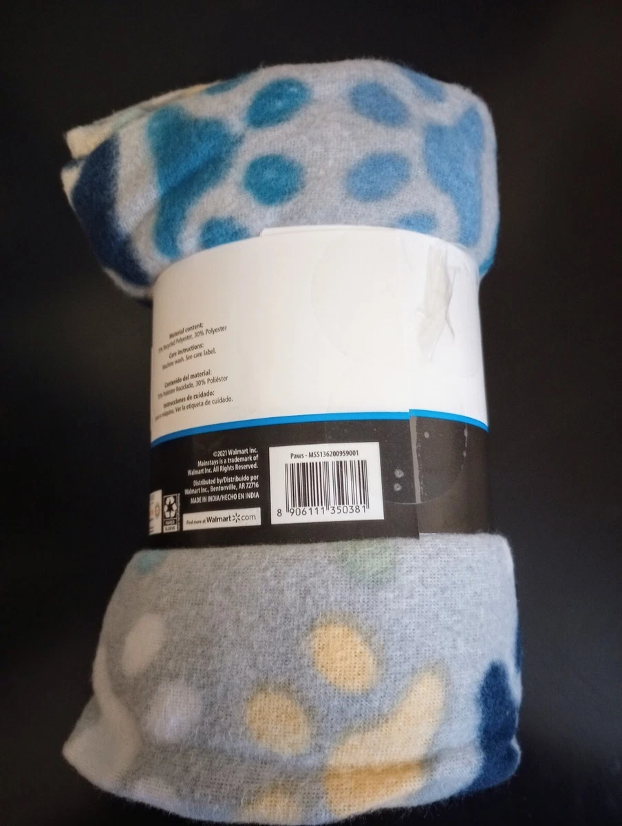 New Cozy Mainstays Fleece Throw Blanket 50x60 Multicolor Dog Paw