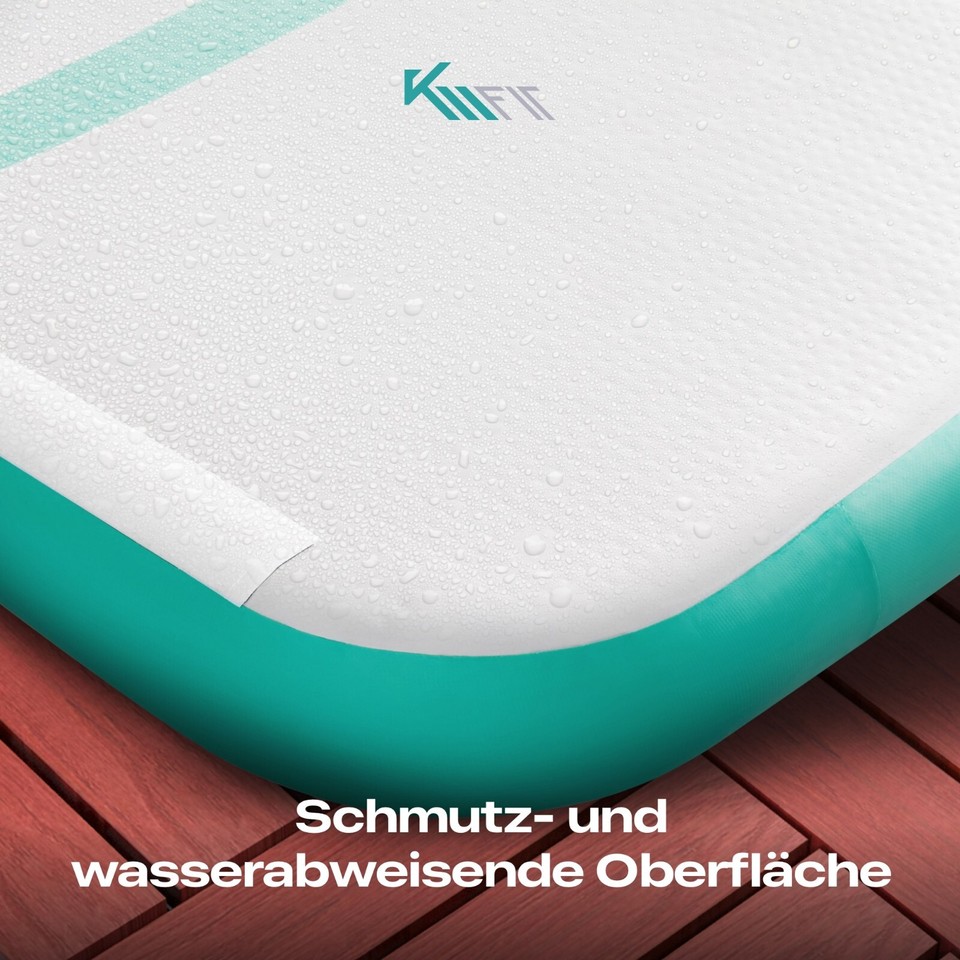 KM KM Fit Fit Opblaasbare turnmat Airtrack fitnessmat gymnastiekmat 5 m blauw incl. draagtas elektrische luchtpomp en reparatieset UV-bestendig tumbling-matten trainingsmat sportmat