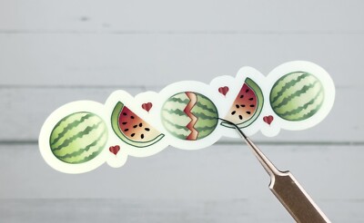 Watermelon Sticker Row Fruit Water Bottle Laptop Vinyl Matte Finish 4 Inch