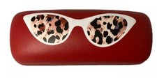 NEW Animal Print Red Hard Clamshell Eyeglasses Case W/ Spring Close