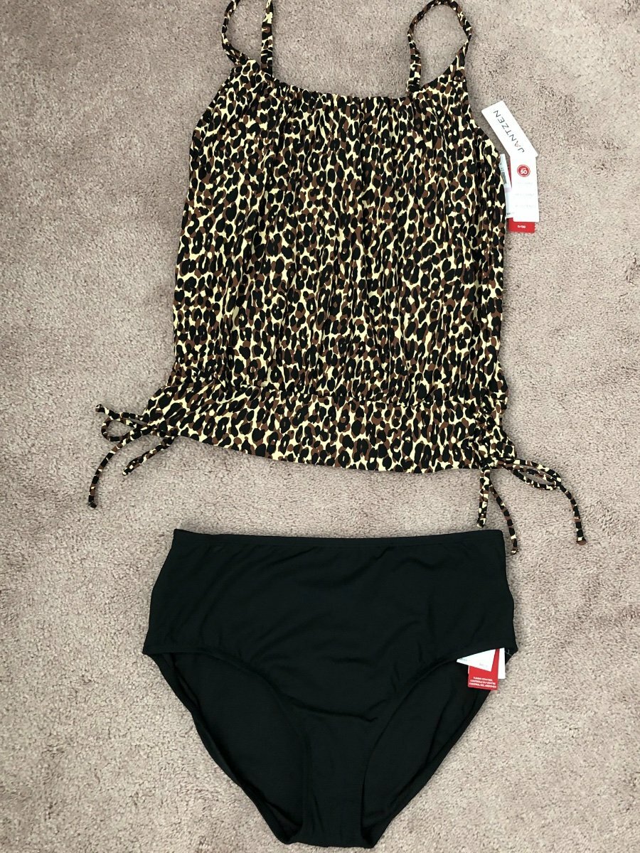 ON TREND SLIMMING JANTZEN TANKINI BLACK ANIMAL PRINT SIZE 10 WITH 36D TOP |  eBay
