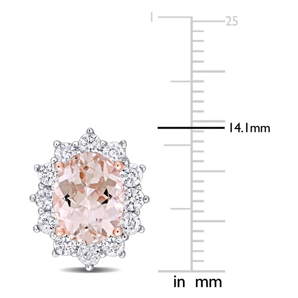 Amour Rose Plated Silver Cubic Zirconia & Simulated Morganite Stud Earrings - Image 2 of 4