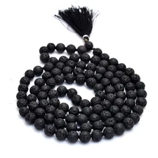 108 Pcs Mala Rock Lava 8mm, Natural Black Volcanic Lava Stone, Black Lave