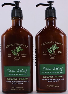 2PK Bath & Body Works Eucalyptus Spearmint Lotion Stress Relief Moisturizer 6.5