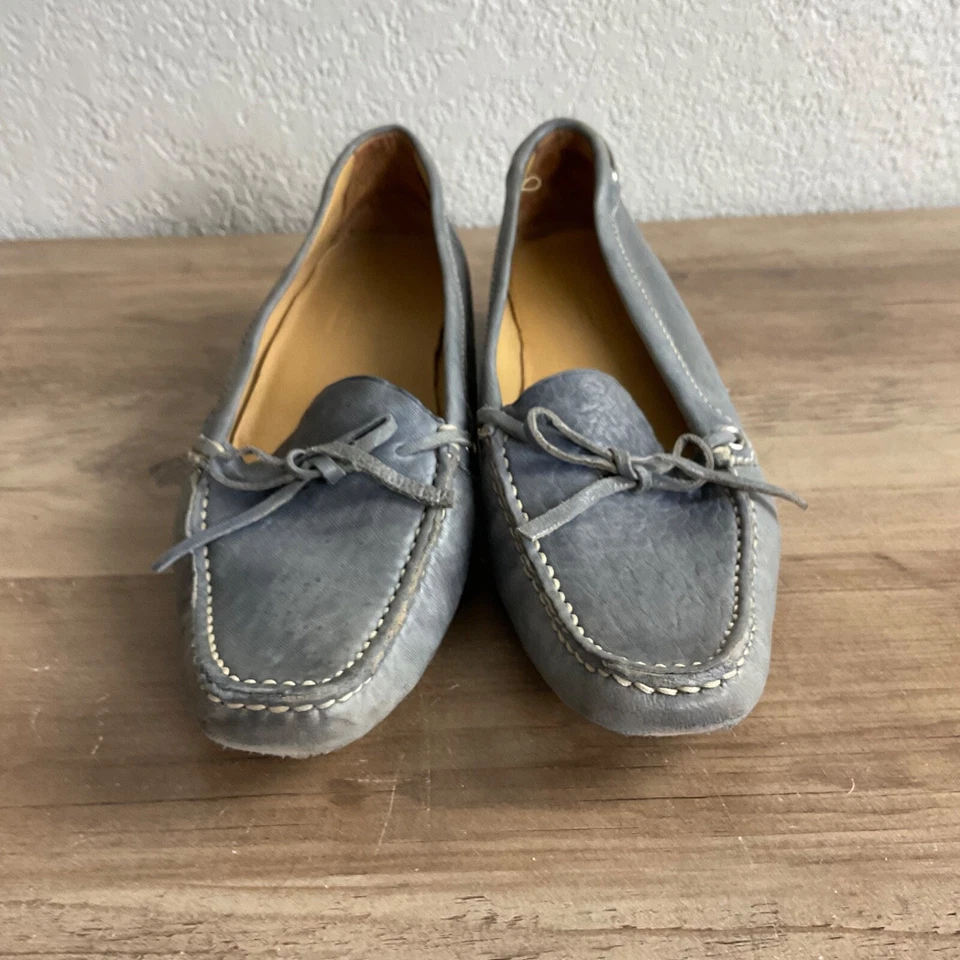 Mocasín de conducción The Original Car Shoe para mujer talla 37,5/7 de cuero azul con tacón Foto 3 de 4