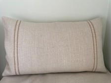 Peony & Sage Cushion Cover Grainsack Linen Fabric-  Sisal  Stripe 30x50cm