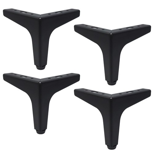 4PCS Black 4.61" Height Iron Furniture Sofa Legs Table Cabinet Cupboard Feet ...