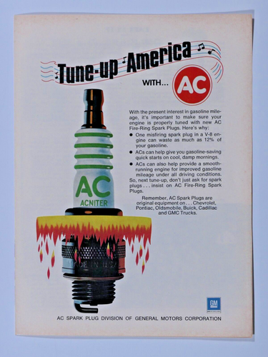 AC Zündkerzen Vintage 1974 Feuerring Original Print Ad 8,5 x 11" - Bild 3 von 3