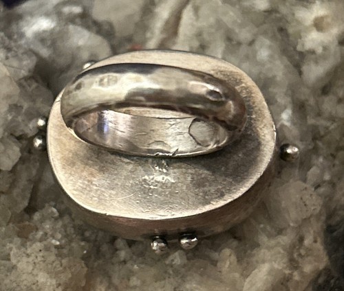 Vintage custom-made green Kyanite Gemstone Sterling Silver Heavy Ring Size 8 - Picture 3 of 21