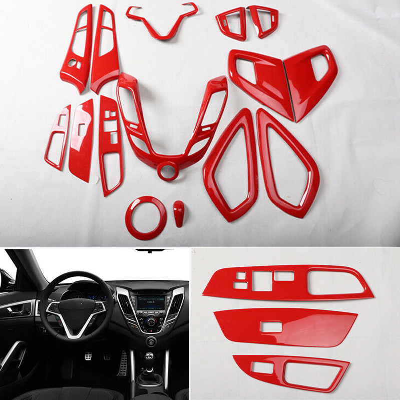 For Hyundai Veloster 12-17 Red control Set Interior Decoration Cover Accessories