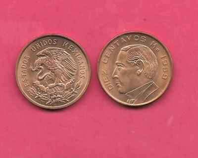 MEXICO MEXICAN KM433 1959 10 CENTAVOS UNCIRCULATED-UNC OLD MINT BU BRONZE COIN