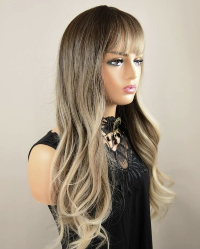 Perruque Synthétique Blonde Dorée Longue Et Ondulée Avec Frange - Bonnet Moyen - +1 Bonnet Offert