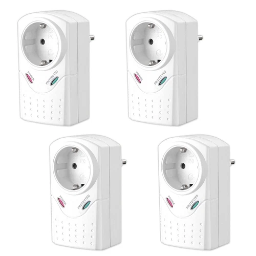 4x Steckdosenadapter Überspannungsschutz Max. 3380 Watt Blitzschutz Geräteschutz