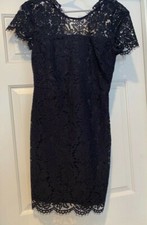BANANA REPUBLIC FACTORY EYELASH BLACK LACE SHORT SLEEVE DRESS SZ 0 NWT