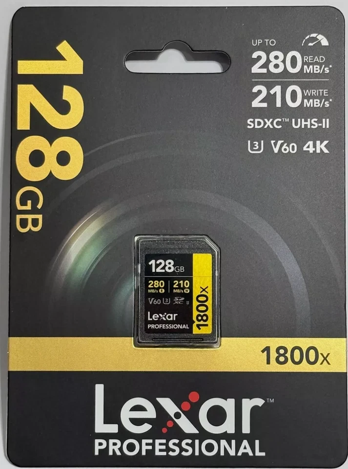 Lexar 128GB GOLD SDXC Memory Card Class 10 V60 UHS-II U3 Memory Card 280MB/S  4K - Image 2 of 2