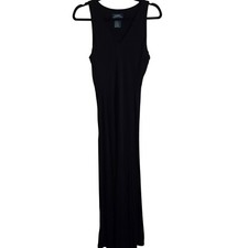 Lauren Ralph Lauren Y2K 90s Black Sleeveless Bodycon Maxi Dress Size M