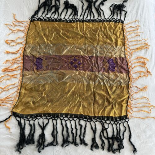 Vintage WWll Taj Mahal Silk Piano Shawl Scarf Tablecloth - Picture 4 of 14