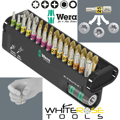Wera Holz Schraubendreher Bits Torx mit Haltefunktion 30tlg Bit-Check Bithalter