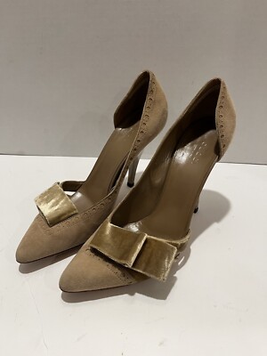 Gucci Ribbon Suede/Velvet D Orsay Pumps Heels Shoes Made Italy Women s Size 7B