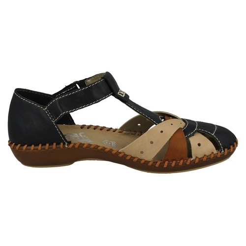 Ladies M1655-14 By Rieker Casual T-Bar Leather Sandals Retail Price £67.00 - Picture 5 of 10