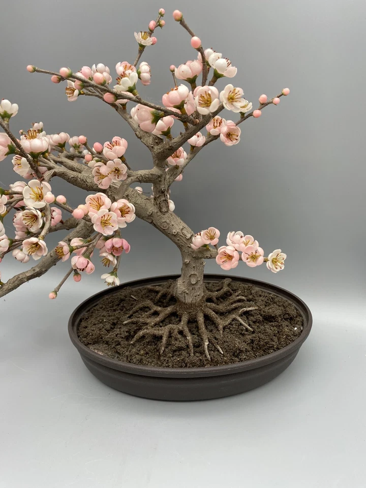 Árboles artificiales casi naturales 15" flor de cerezo maceta de plástico interior negro/rosa Foto 3 de 4