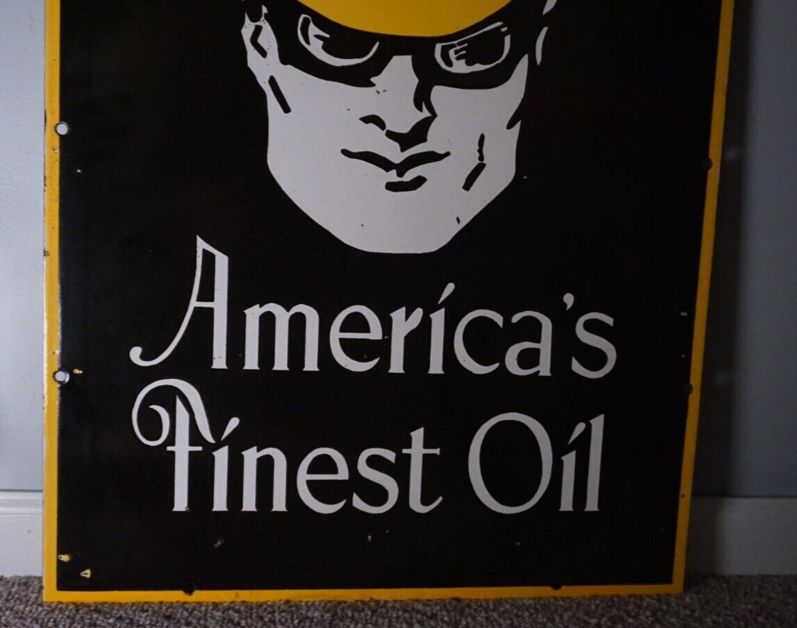 VINTAGE OILZUM PORCELAIN US GAS OIL SERVICE STATION ENGINE MOTOR 28