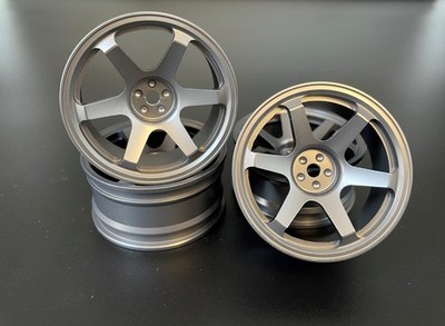 R/C CAR ALUMINIUM FELGEN 1:10 ''TE37'' IN GUN METAL GRAUMETALLIC (4 STÜCK)