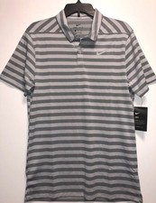 Nike Golf Polo Shirt Dri Fit Stripes 890103 Mens Small Gray Black