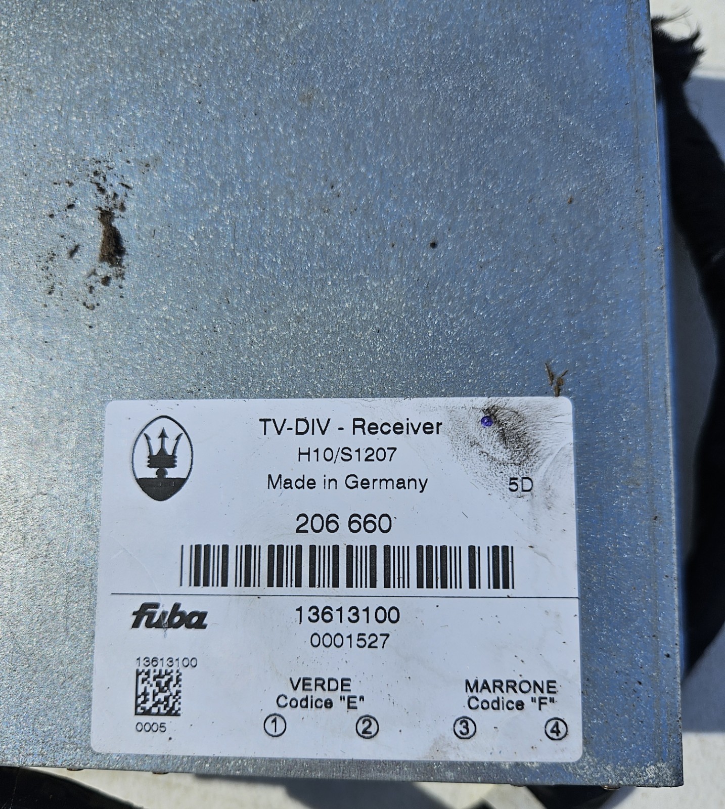 2006 Maserati Quattroporte TV-DIV Reciever Control Module Part Number #206660