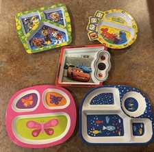 Lot of 5 Kids Character and Animal Plates With Dividers